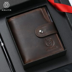 SCHLATUM Men's Designer Slim Short Wallet Vintage Luxury Genuine Leather with RFID Blocking Technology