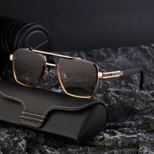 Aviation Luxury Alloy Double Bridge Rimless Glasses UV400 Protection Sunglasses for Men Male