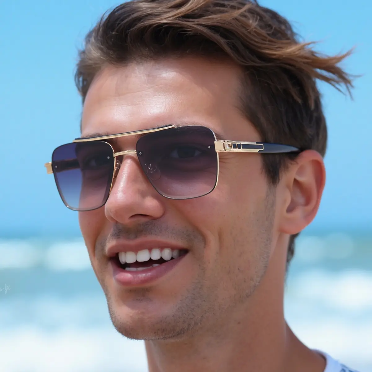 Aviation Luxury Alloy Double Bridge Rimless Glasses UV400 Protection Sunglasses for Men Male - Image 2